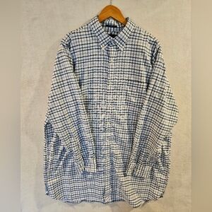 Lands' End Men's Blue Black Check Long Sleeve Shirt Size 19-36 Tall